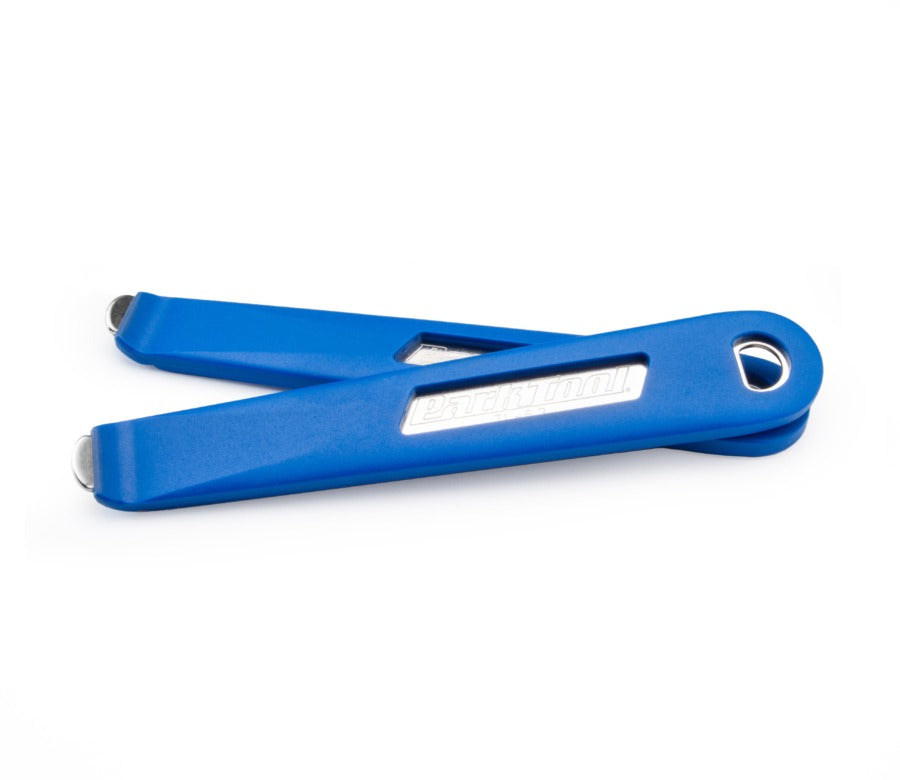Park Tool Blue Bicycle Tyre Levers on a white background