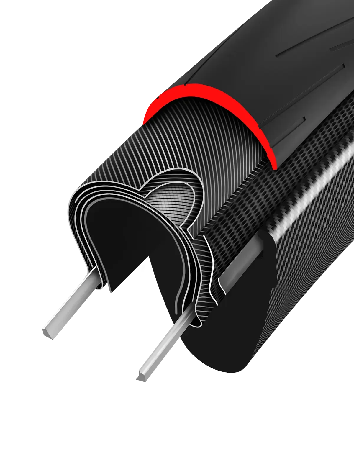 Dissection of the Vittoria Ride Armor Tyre showing the Graphene Silica Compound inside
