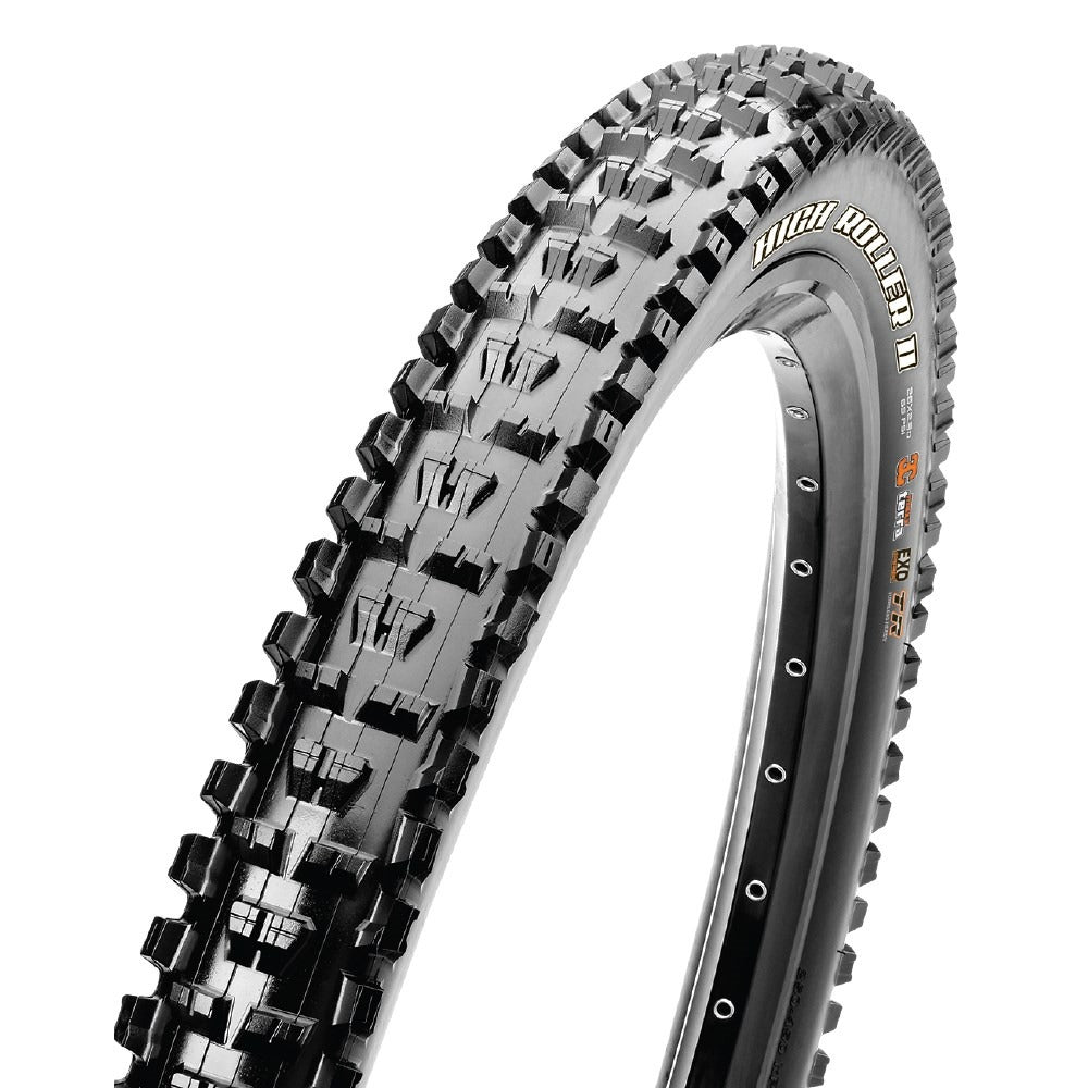Mountain bike tyre against a white background