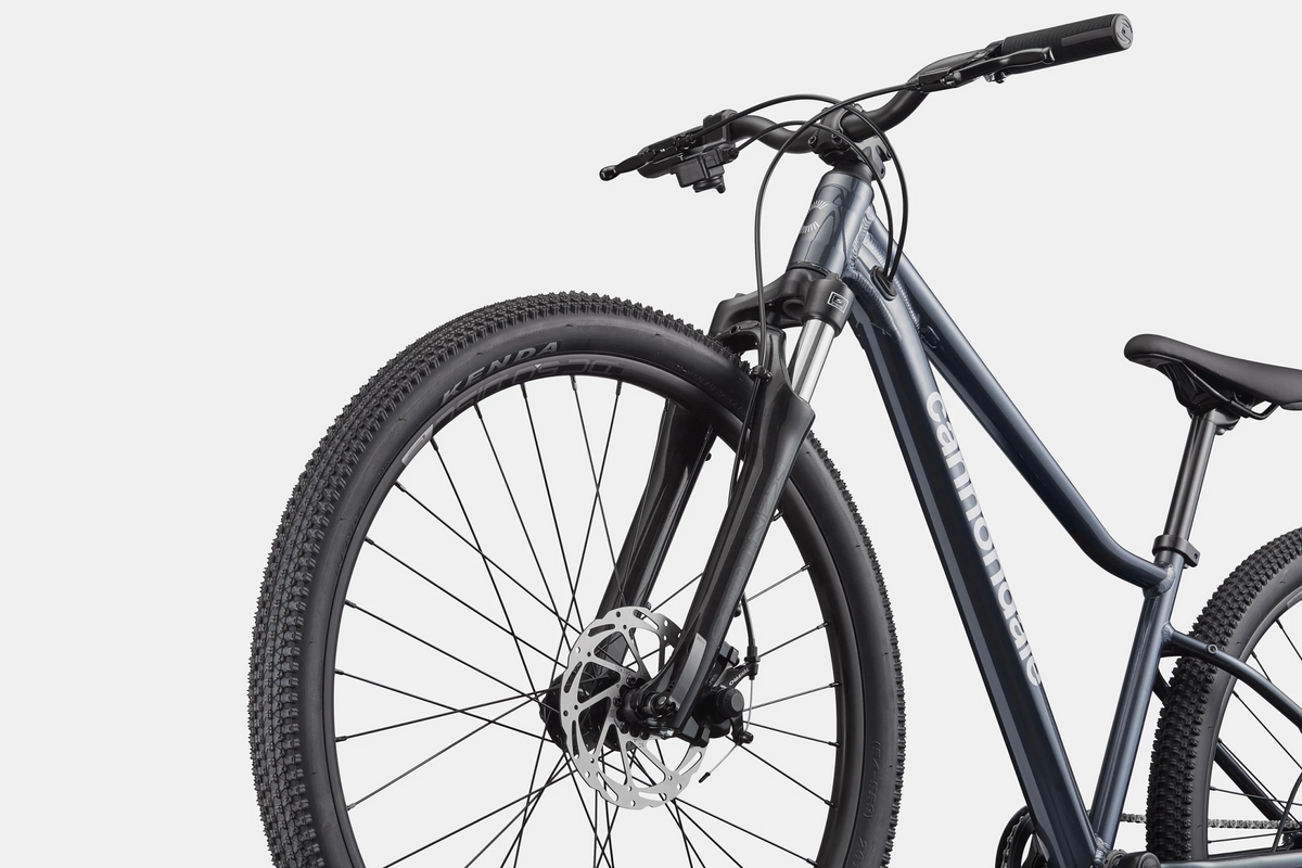 Steel Blue Cannondale mountain bike on a white background
