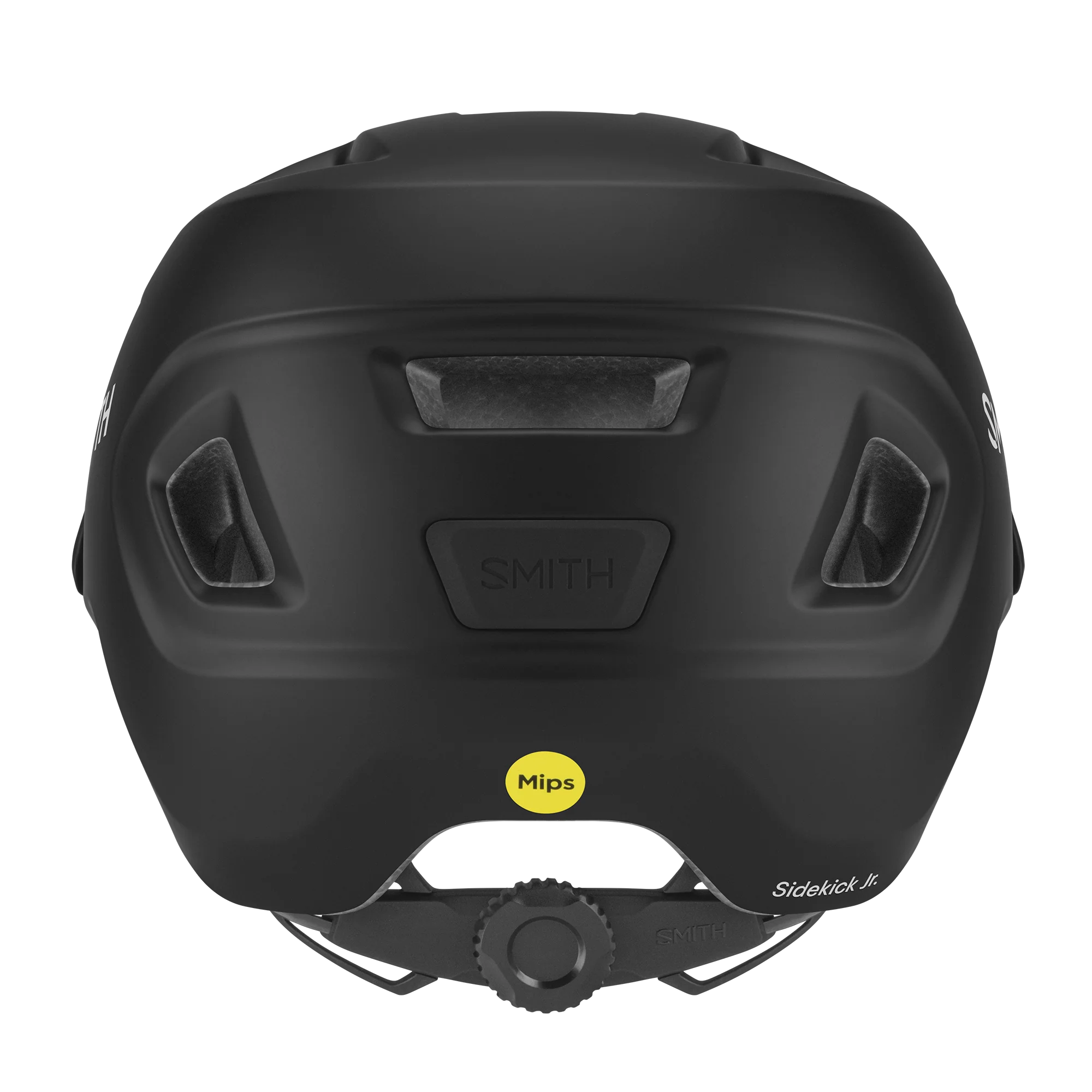 The back of a Smith mountain bike helmet against a white background