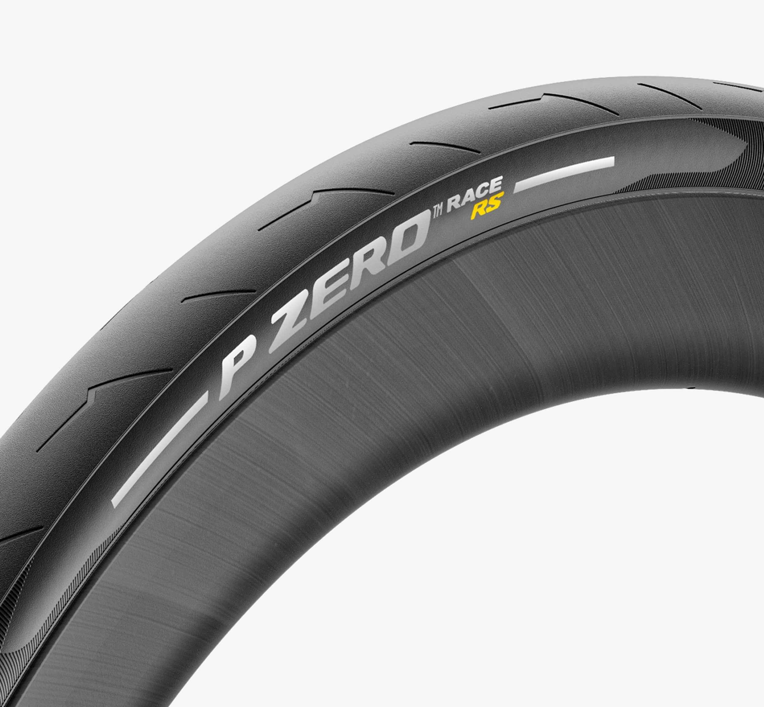 Close-up of a Pirelli P Zero Race RS tyre on a white background