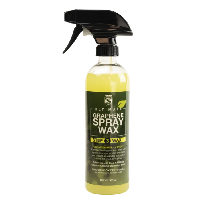 Graphene spray wax bottle with black spray nozzle on a white background
