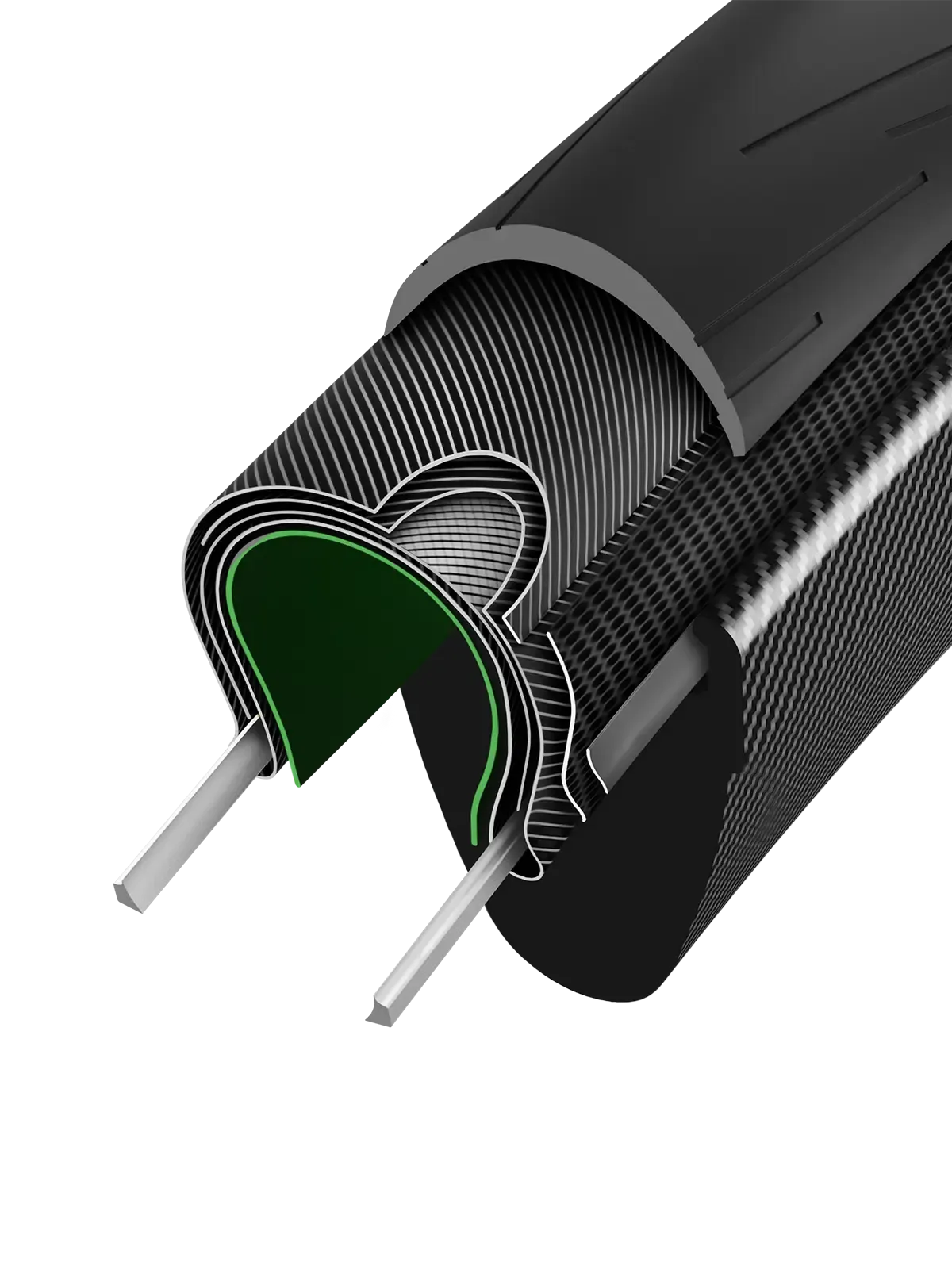 Dissection of the Vittoria Ride Armor Road Tyre showing the inner sheet inside with white background