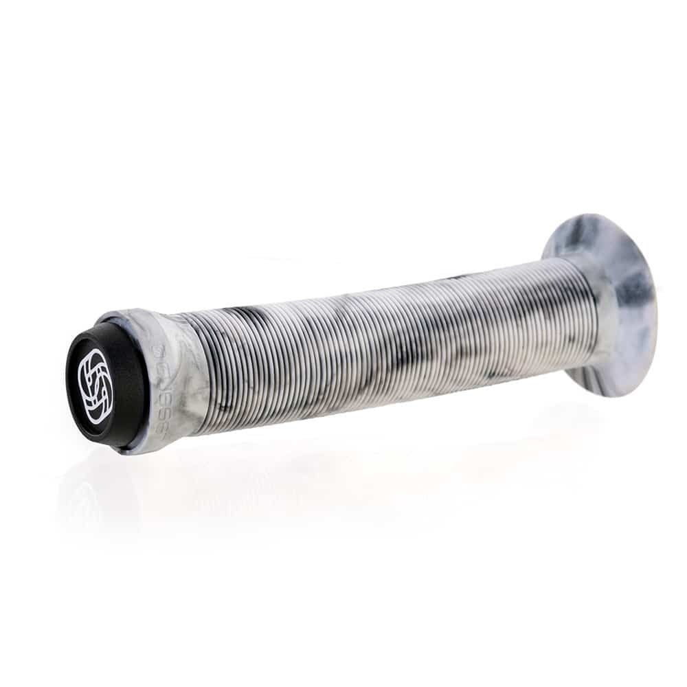 Marble white and black bicycle grip on a white background