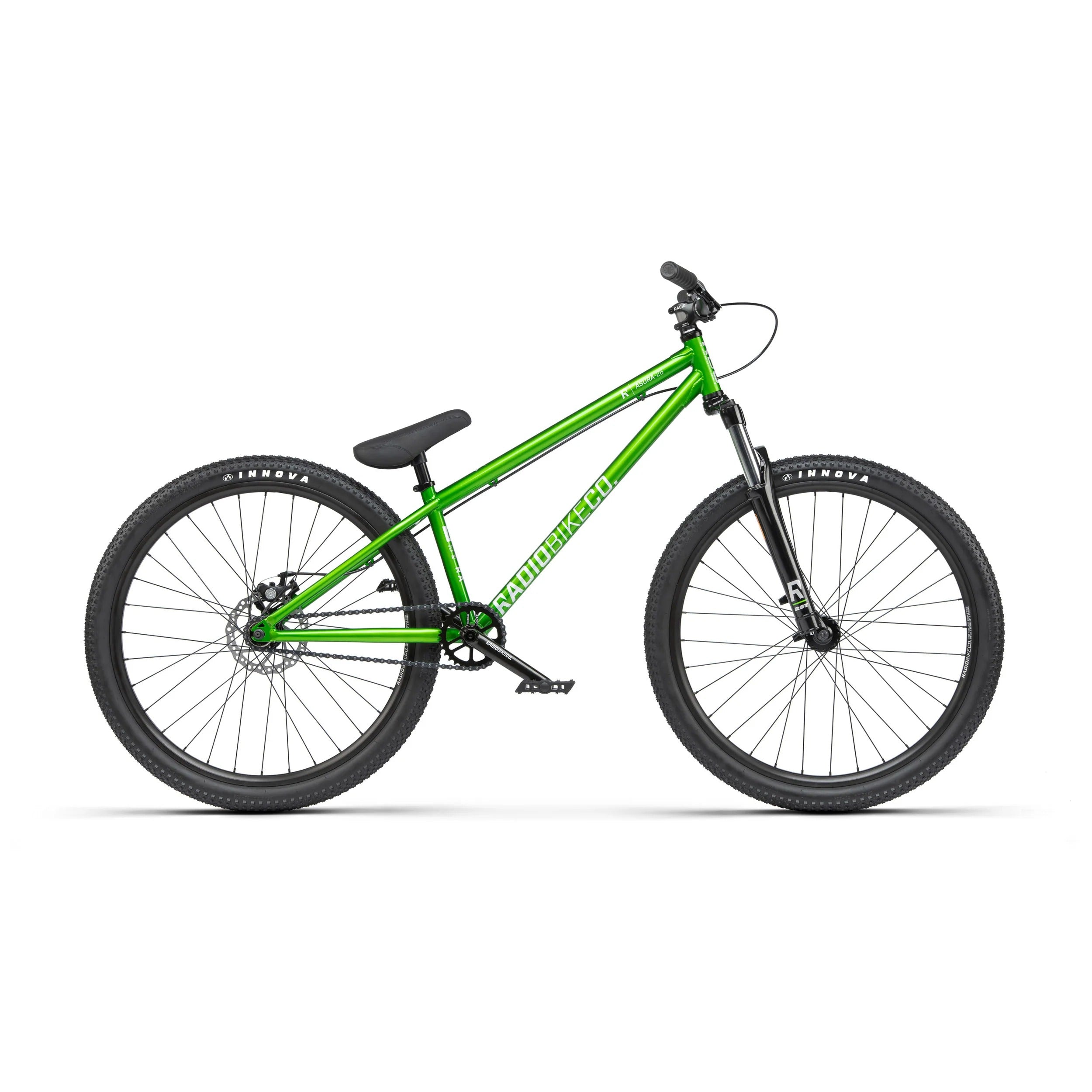 Green bicycle on a white background