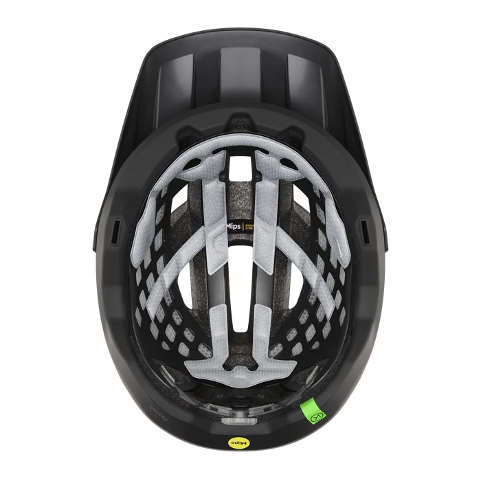 The underneath of a Smith Mountain Bike Helmet against a white background
