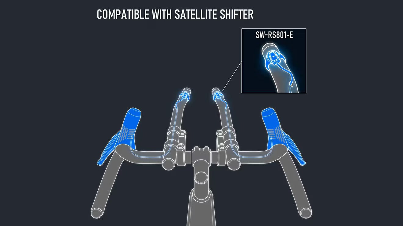 Bicycle handlebar with satellite shifter compatibility on a dark background