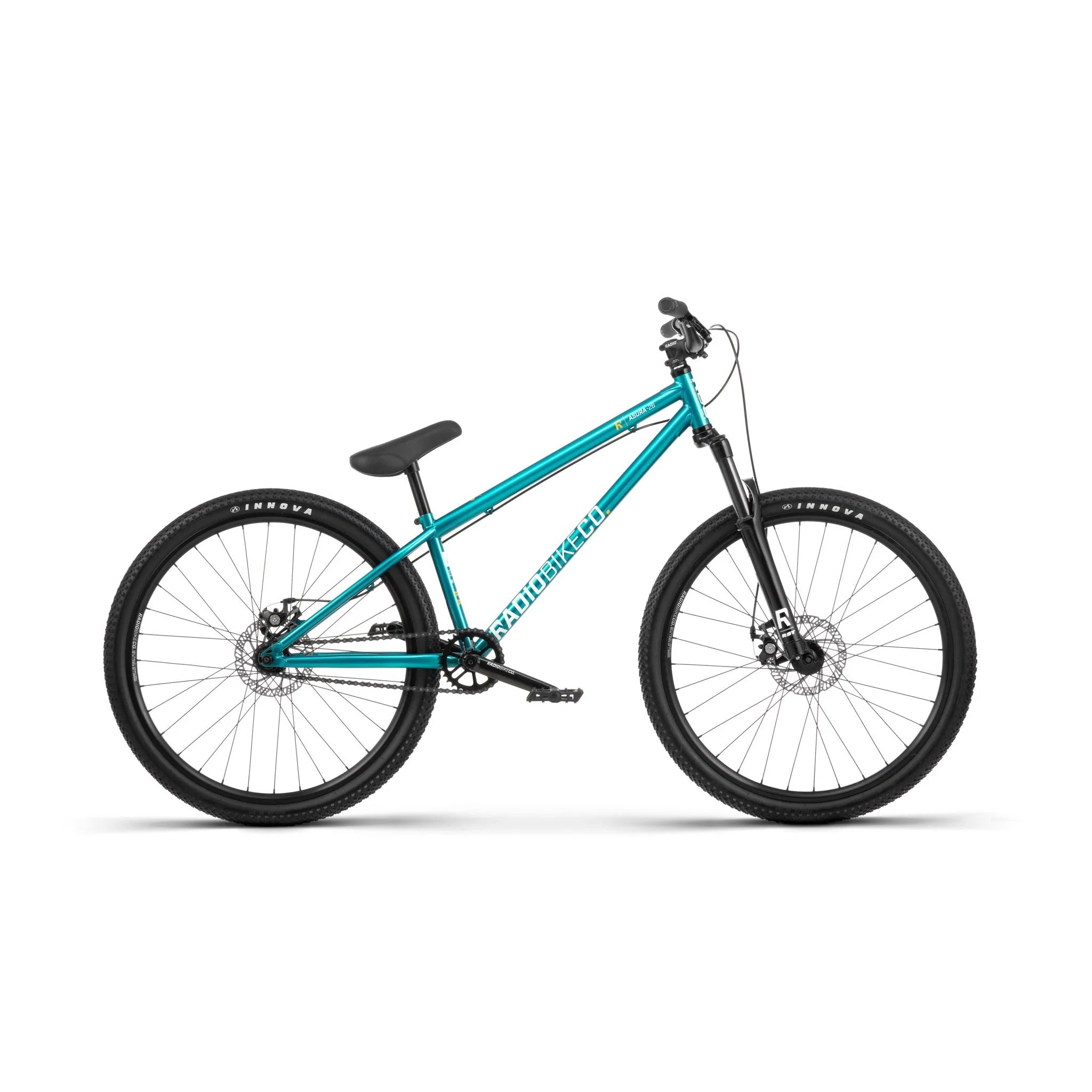 Turquoise blue Radio Dirt JumperBike on a white background