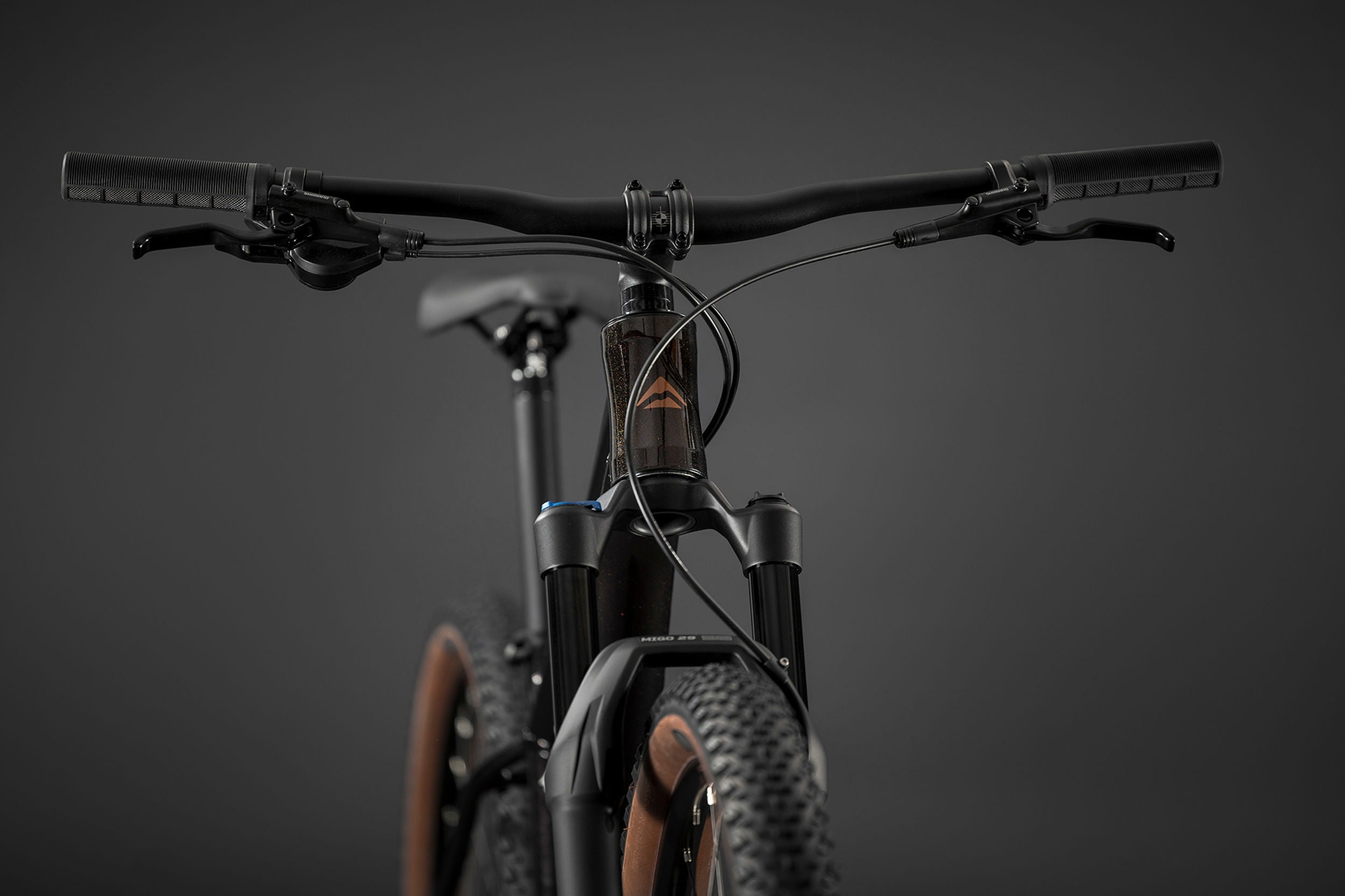 Black bicycle on a dark gray background