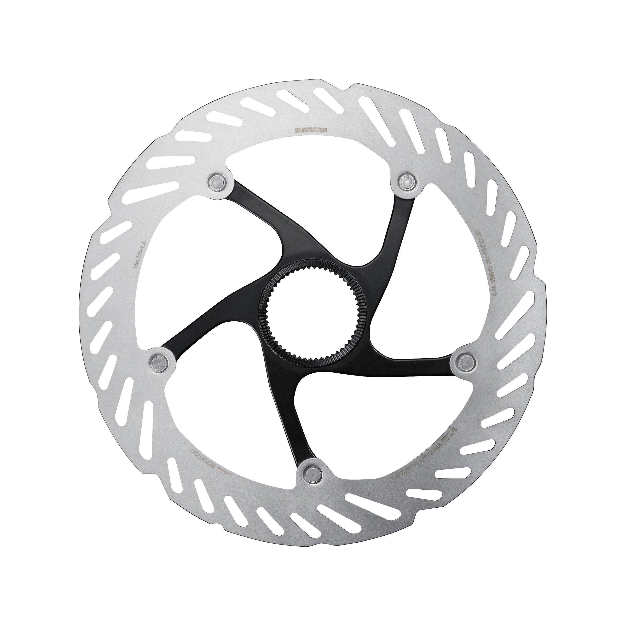 Bicycle disc brake rotor on a white background