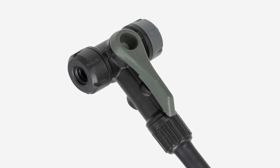 Smart head from bicycle pump against a white background