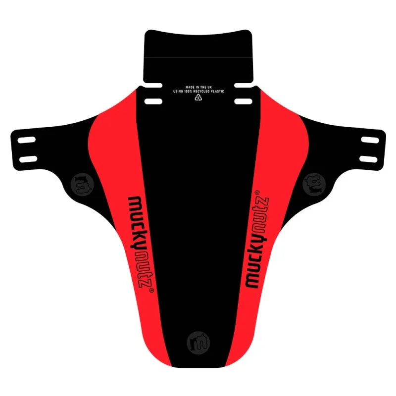 Black and red MuckyNuts Face Fender Muguard against a white background