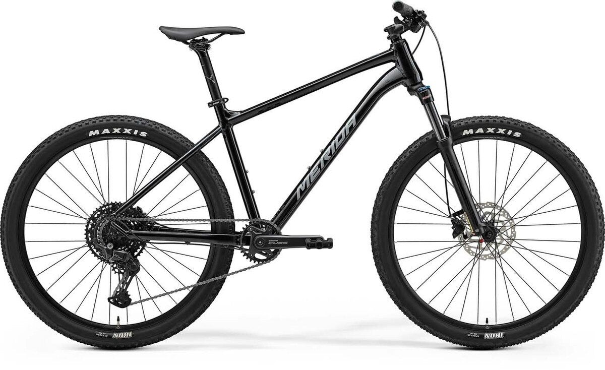 Black mountain bike on a white background