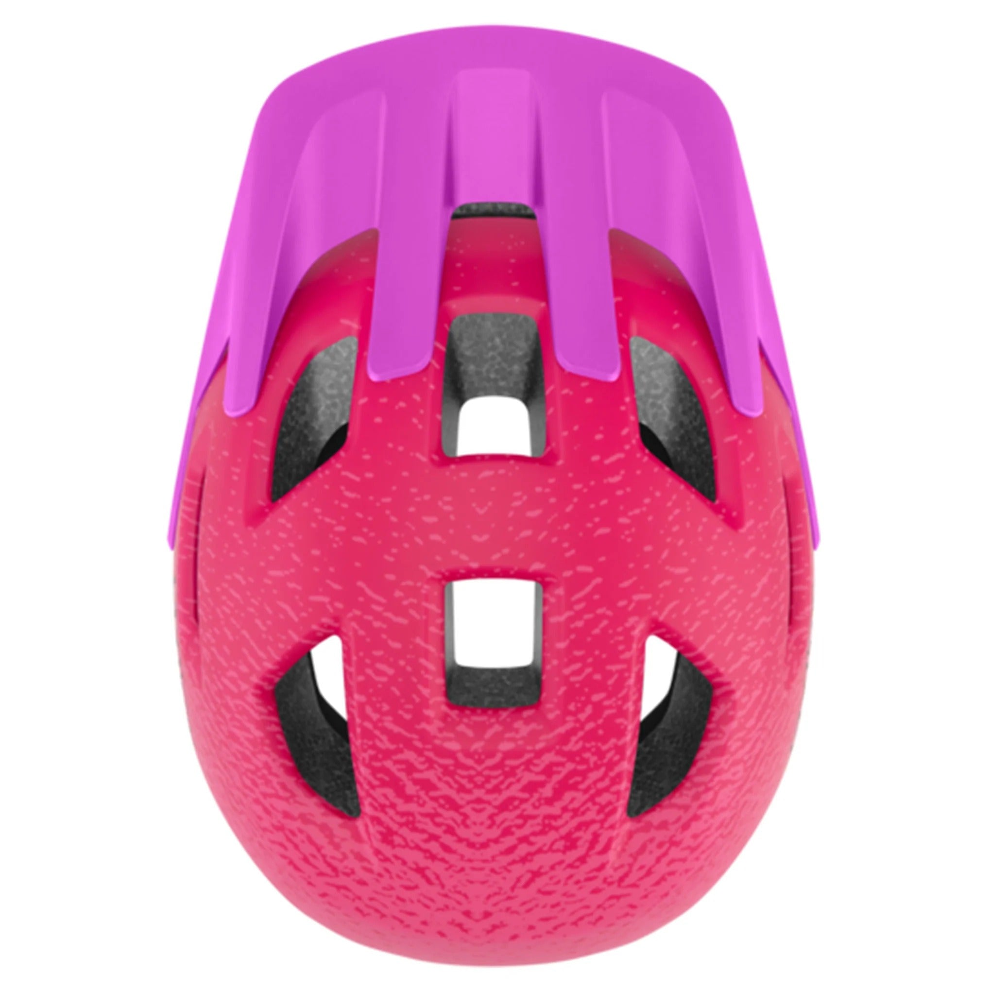 Pink and purple kids bicycle helmet on a white background