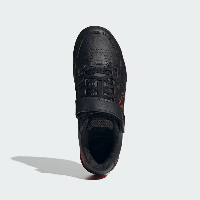 Black Mountain Bike Shoe with red highlights on a white Background