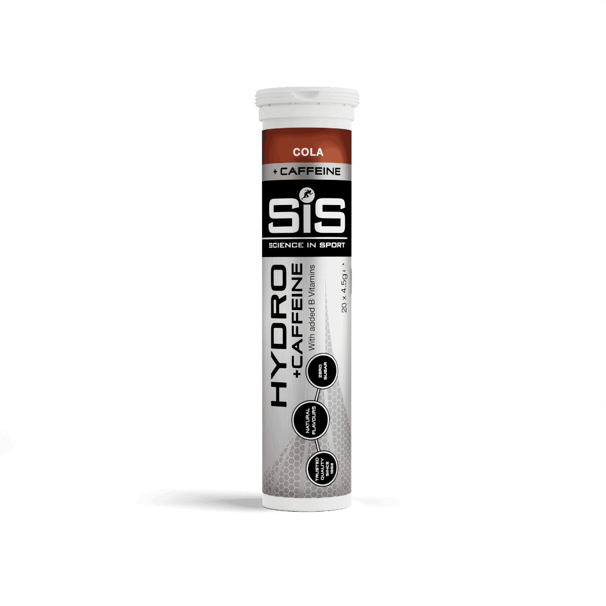 Tube of SIS Hydro + Caffeine supplement on a white background