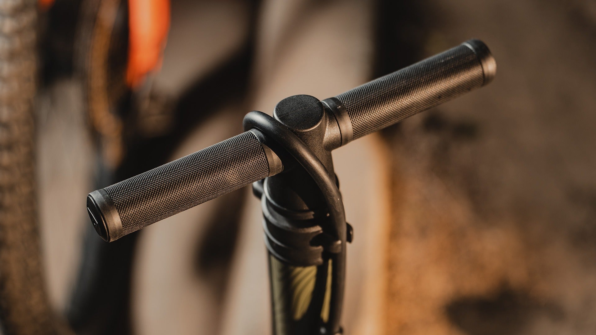 Close-up of bicycle floor pump handle with a blurred background