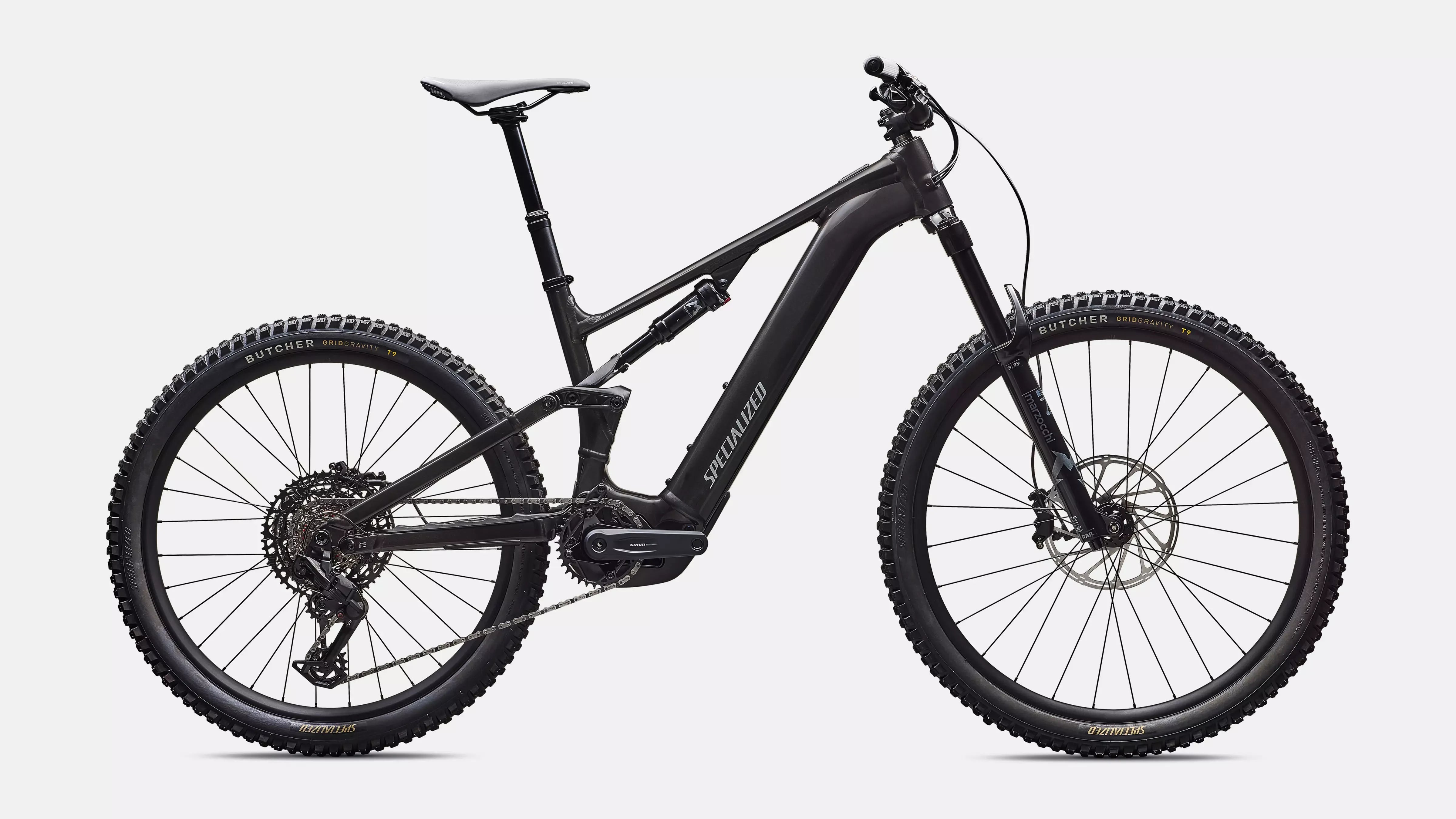 Black Specialized electric bike on a white background