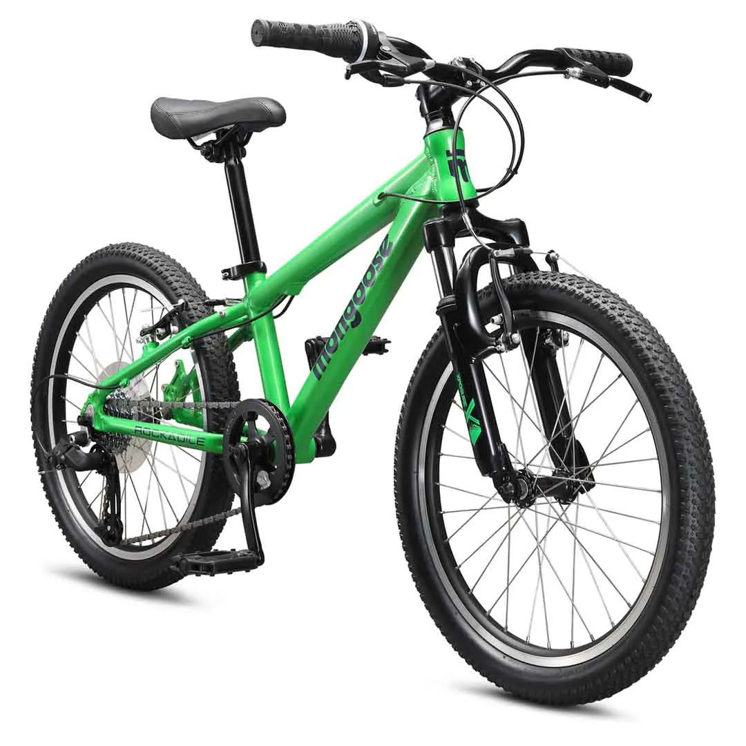 Green Mongoose Kids Mountain Bike on a white background