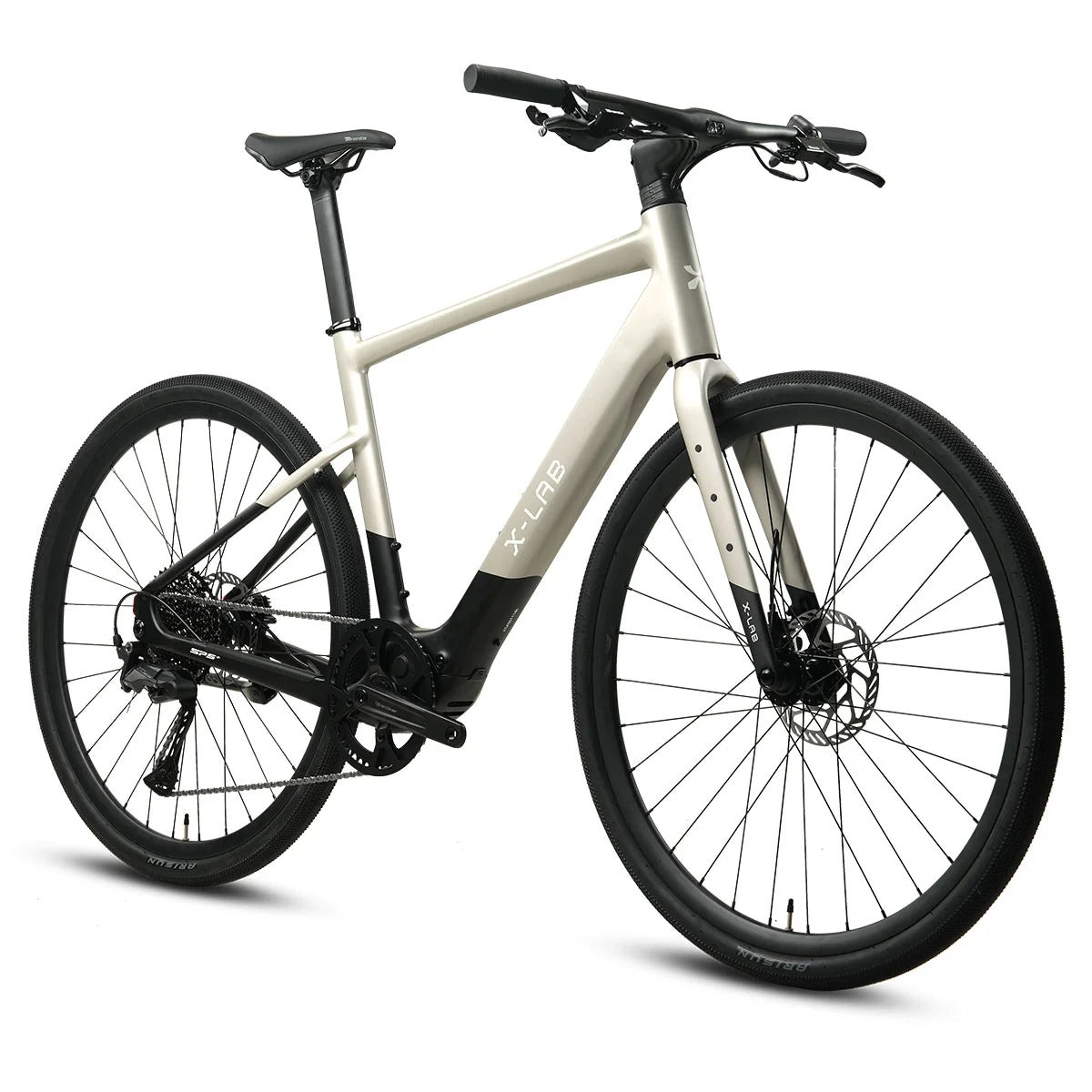 Beige and Black X-Lab E-Bike on a white background