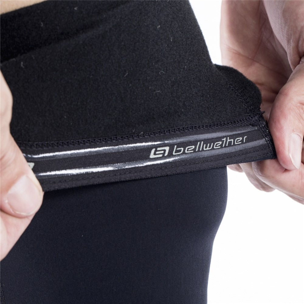 Someone showing the Bellwether Cycling Knee Sleeve gripper on a white background