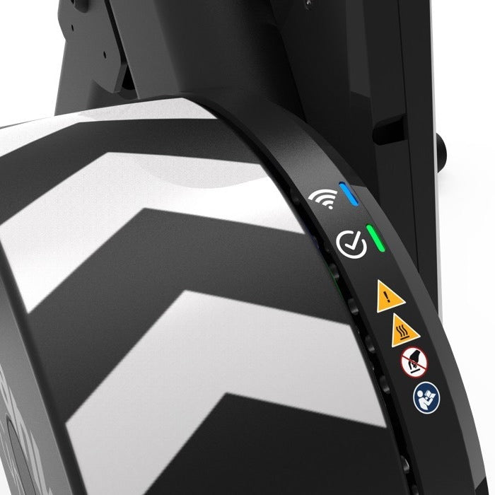 Close up of the Wahoo Kickr Core 2 Wifi connection on a white background