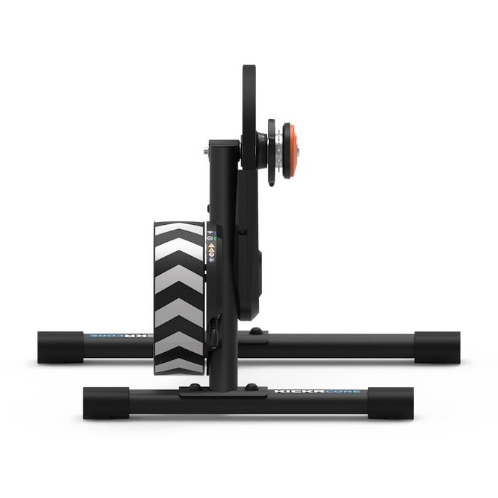 Black bike trainer with a white background