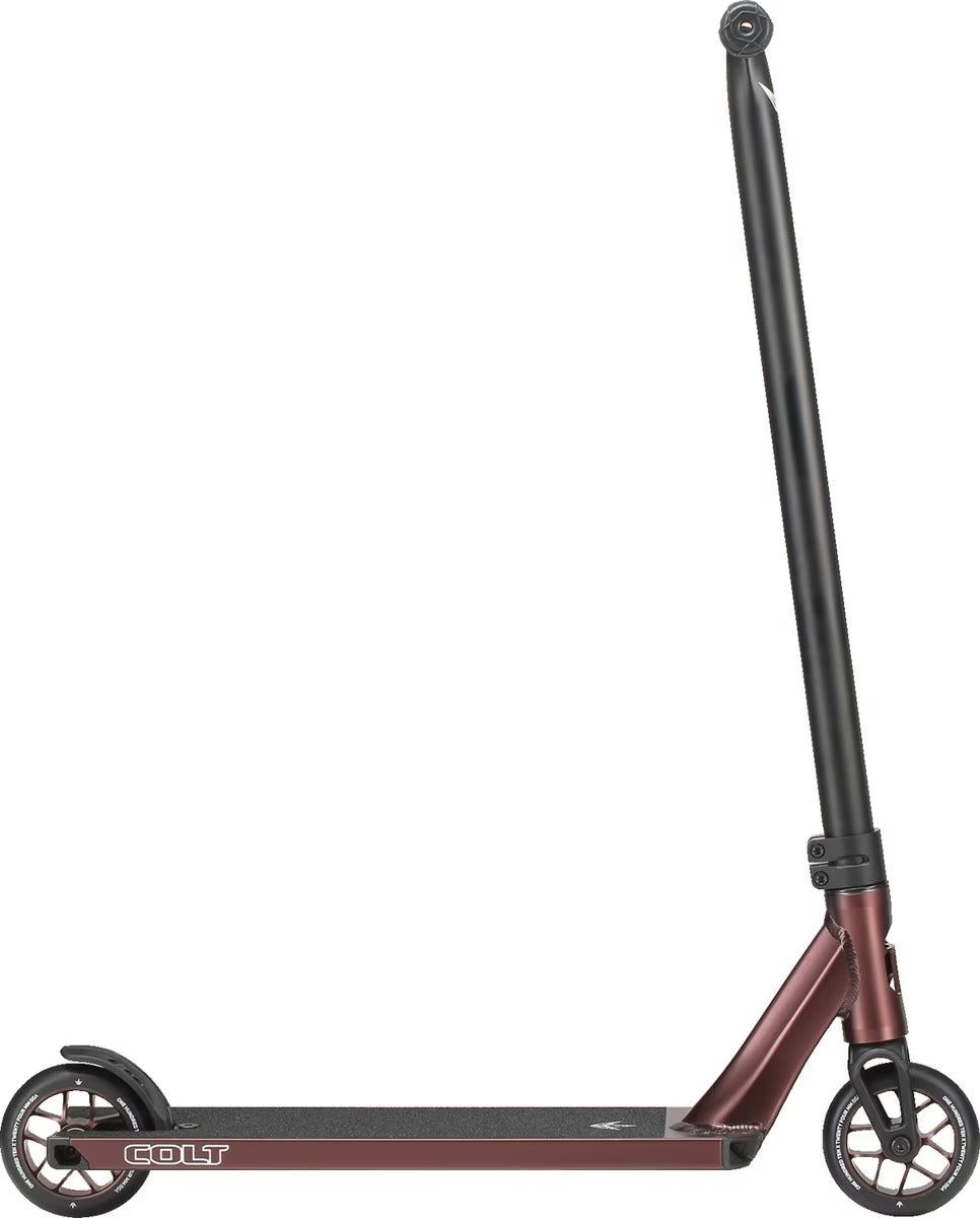 Side view of a bronze Envy Colt Scooter on a white background