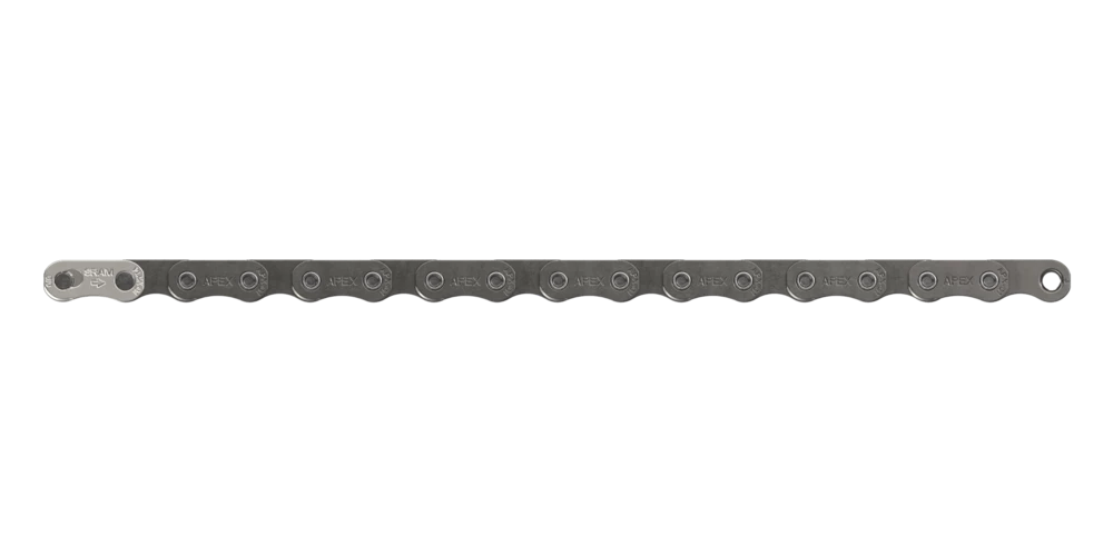 Bicycle Chain stretched out across a white background