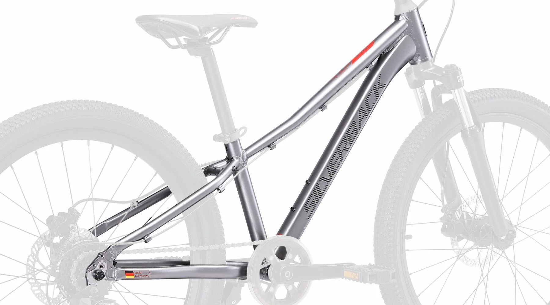 Silver bicycle frame on a white background