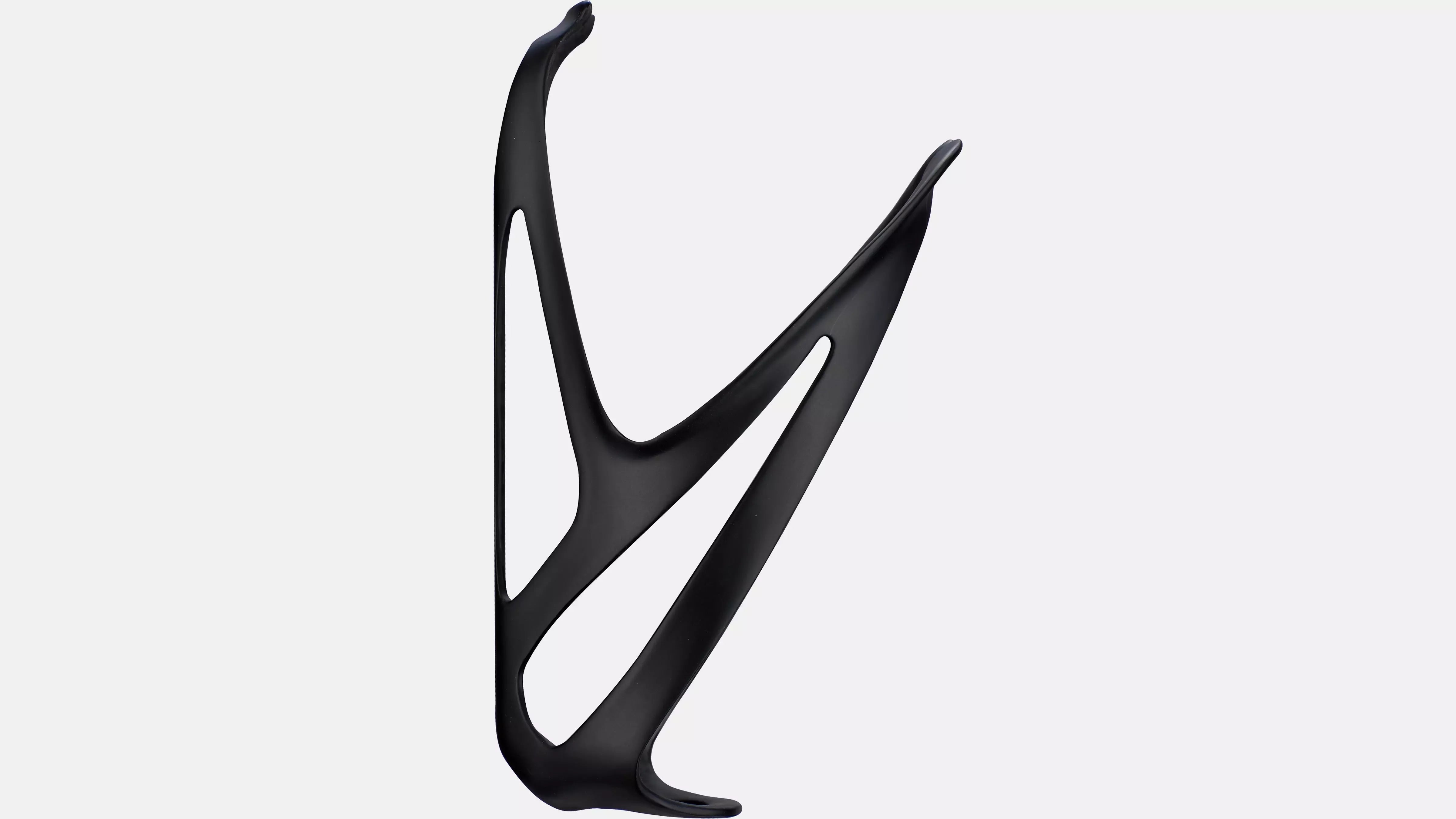 Black, futuristic-looking bottle cage on a white background