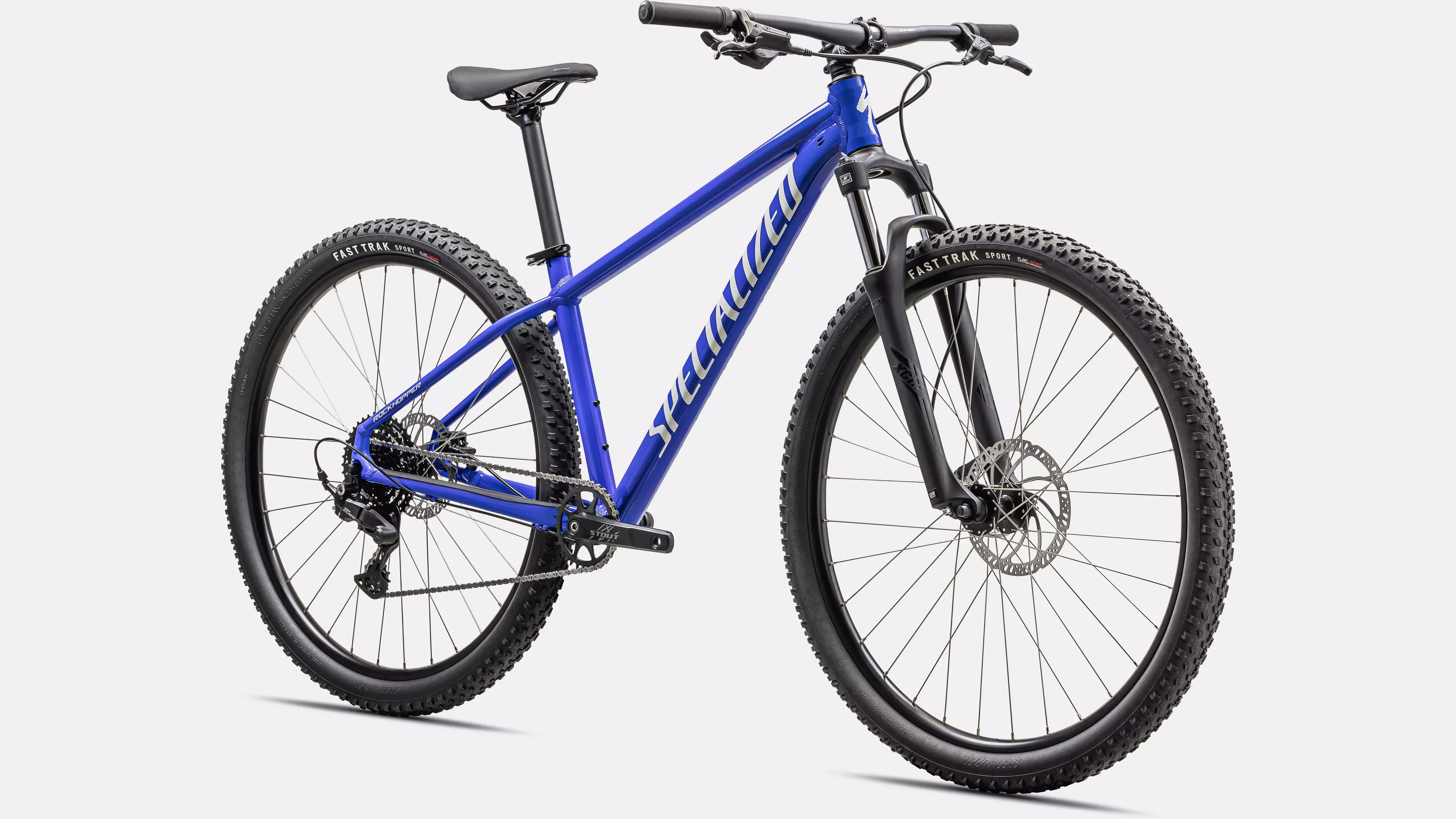 A Blue Mountain Bike on a white background