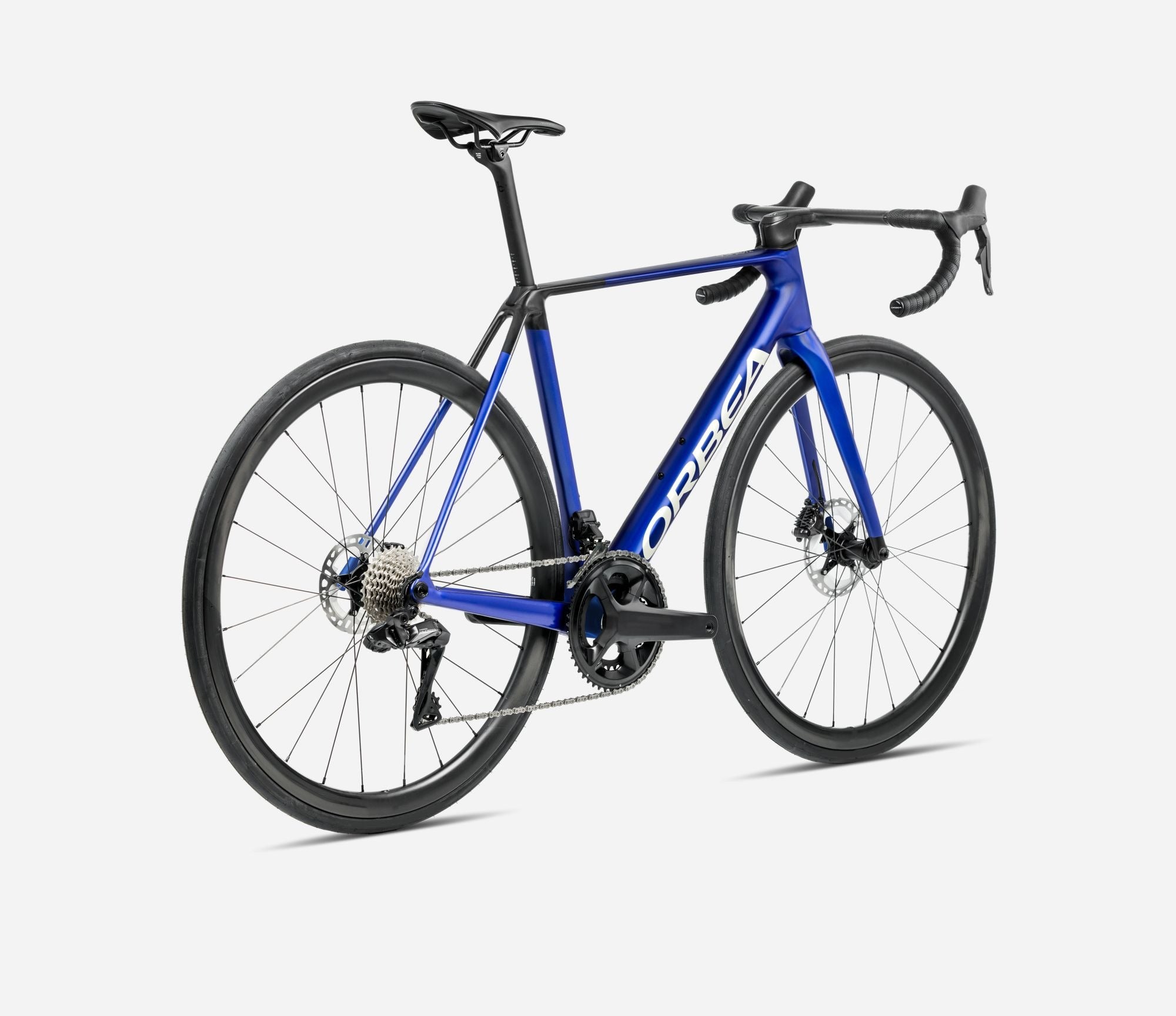 Blue Orbea Road Bike against a white background