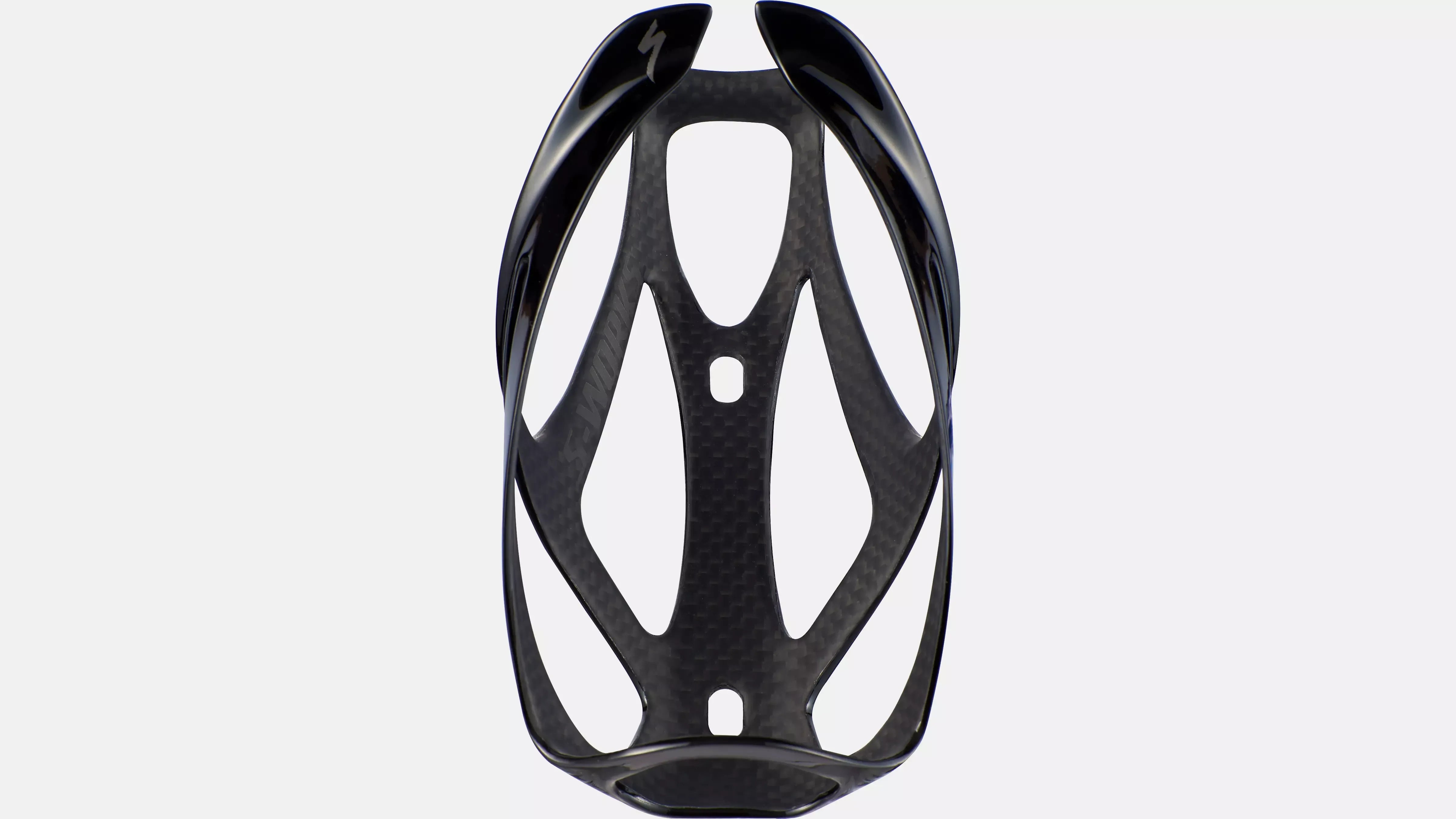 Black bicycle bottle cage on a white background