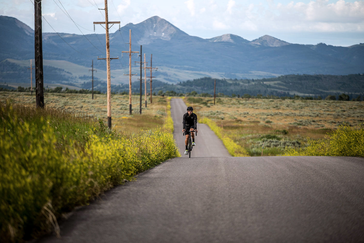 A picture of a cyclist on a road bike