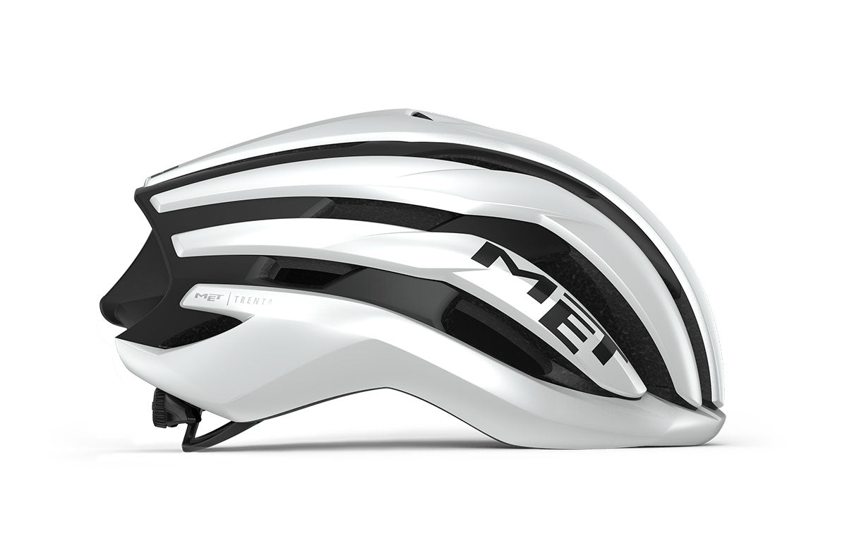 A picture of the a white Met Trenta Road Bike Helmet