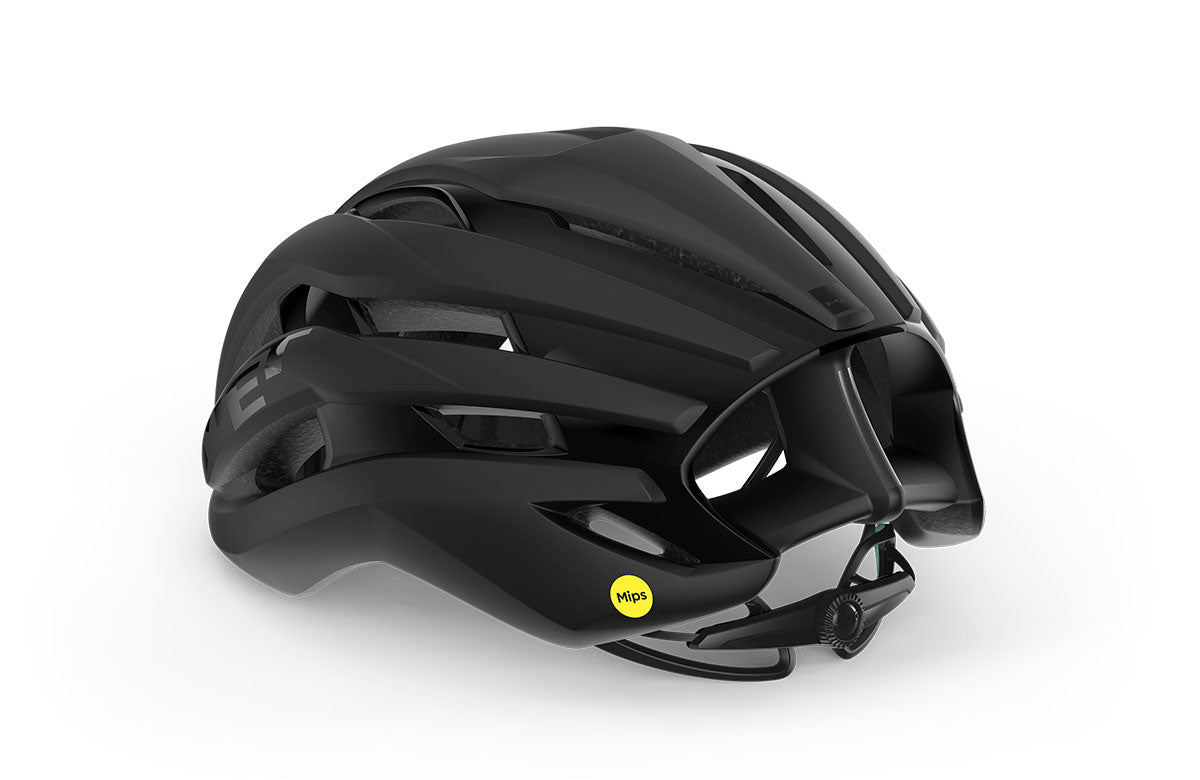 A picture of the back of the black Met Trenta Road Bike Helmet