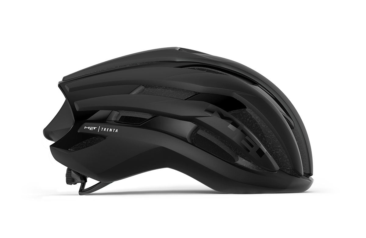 A picture of the side of the black Met Trenta Road Bike Helmet
