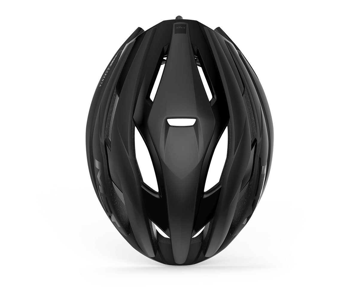 A picture of the top of the black Met Trenta Road Bike Helmet