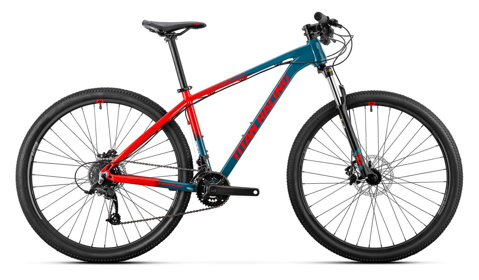 Red And Blue Mountain Bike Titan Racing Rogue Alpine MTB 29er 2023