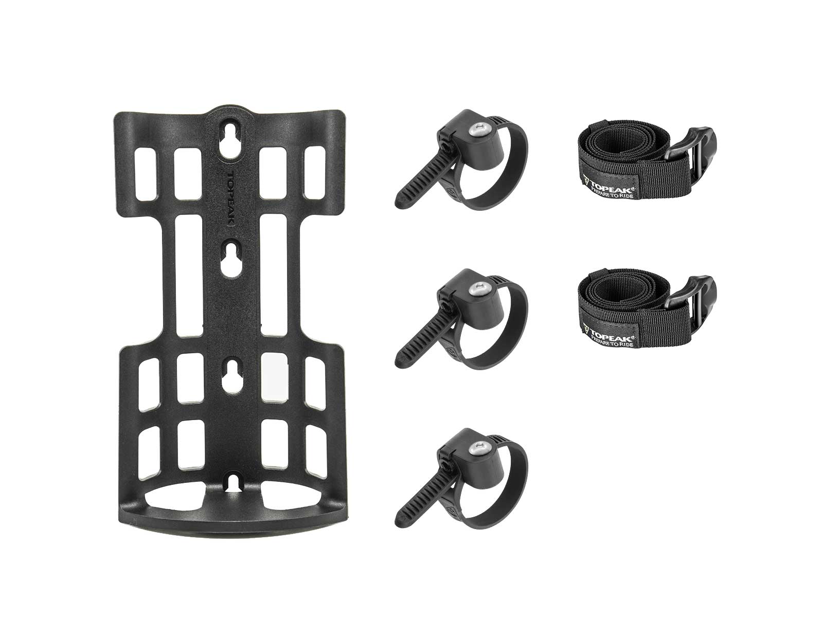 A picture of the Topeak VersaCage Flexible Mount with all attachments