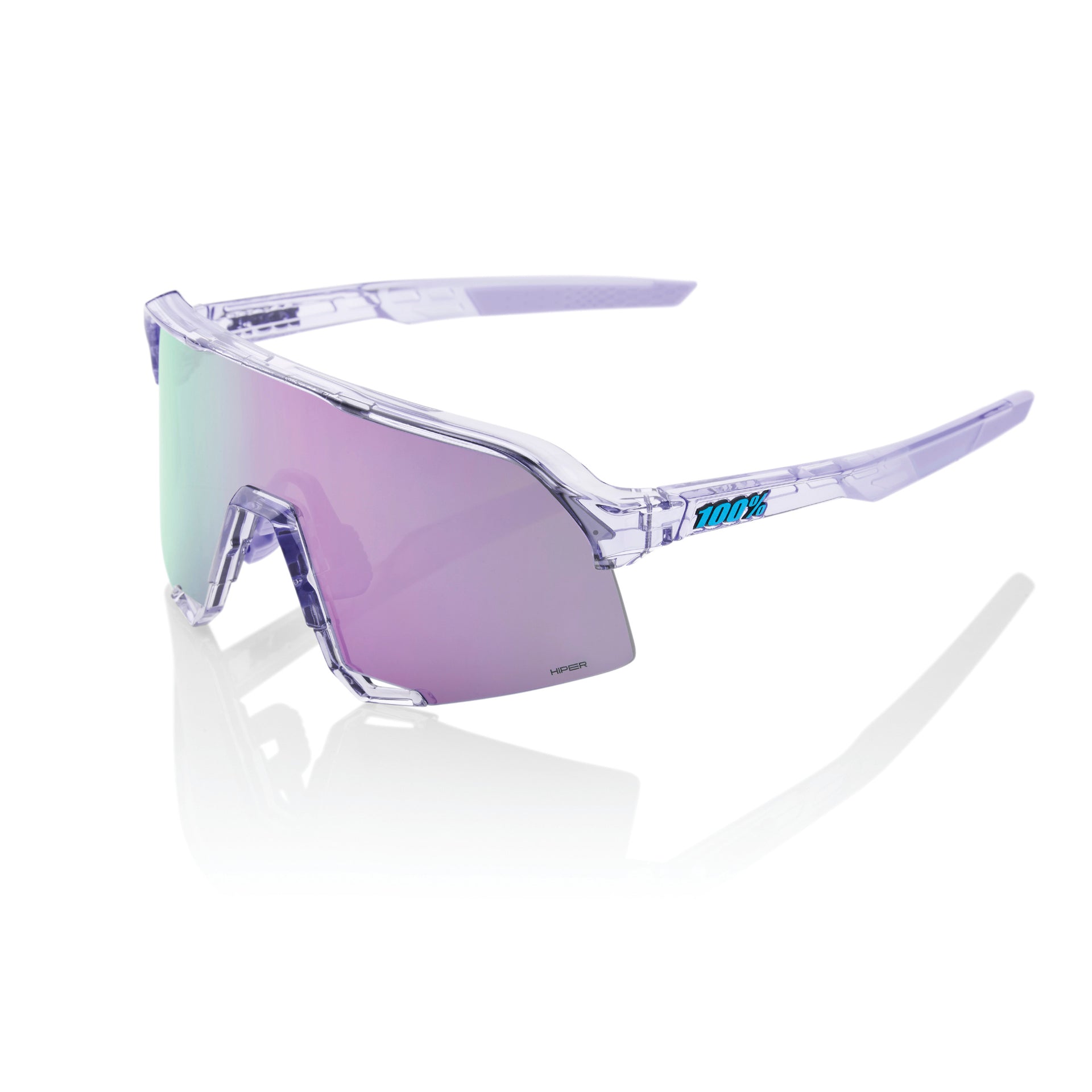 A picture of the 100% S3 Polished Translucent HIPER Lavender Sunglasses