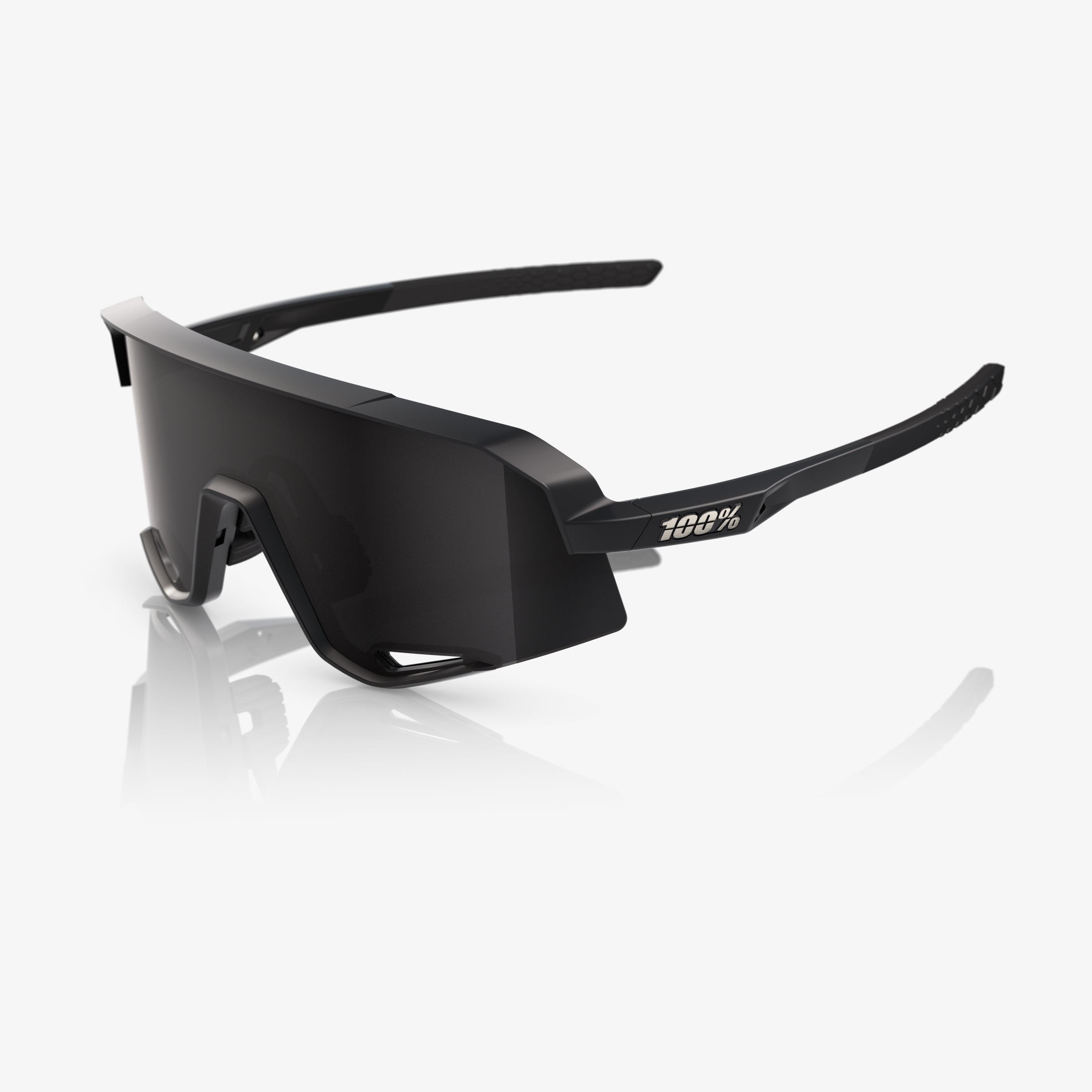 A picture of the matt black 100% Slendale Cycling Sunglasses side angle