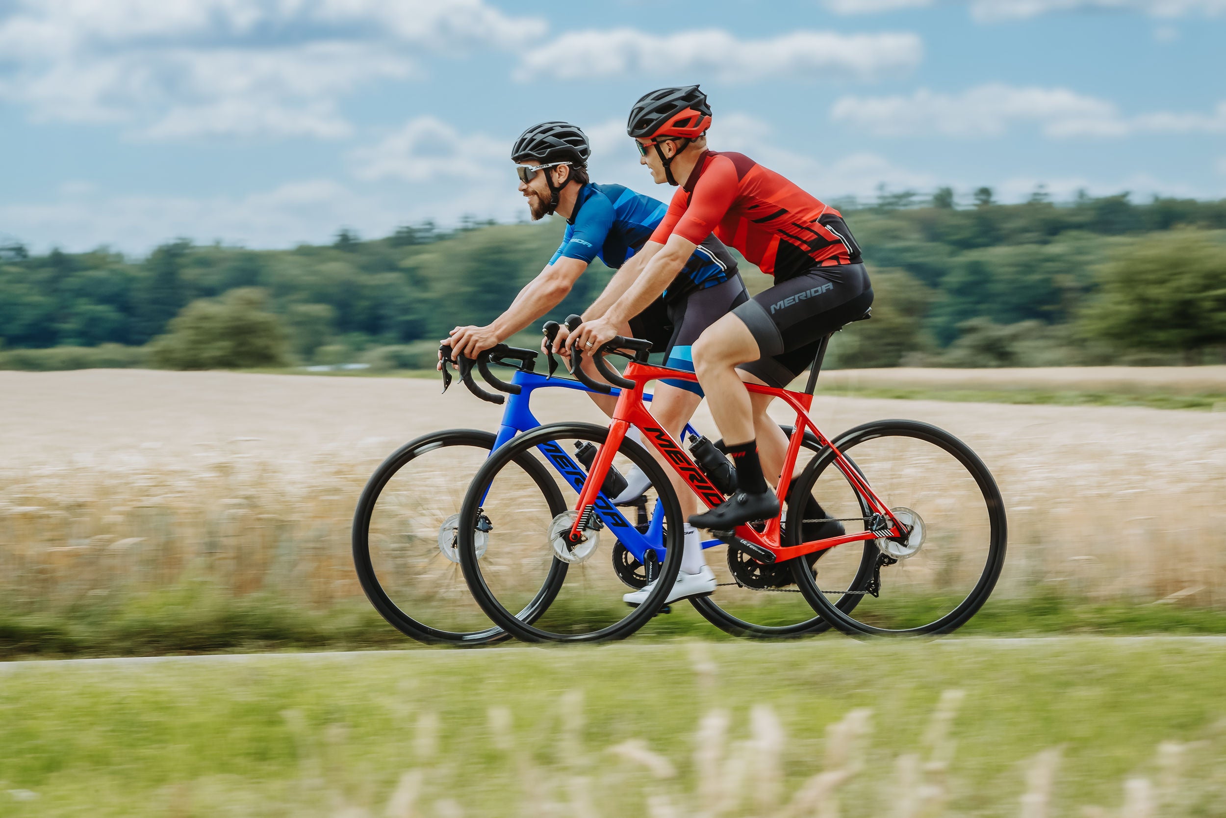 Two cyclists riding Merida Road Bikes