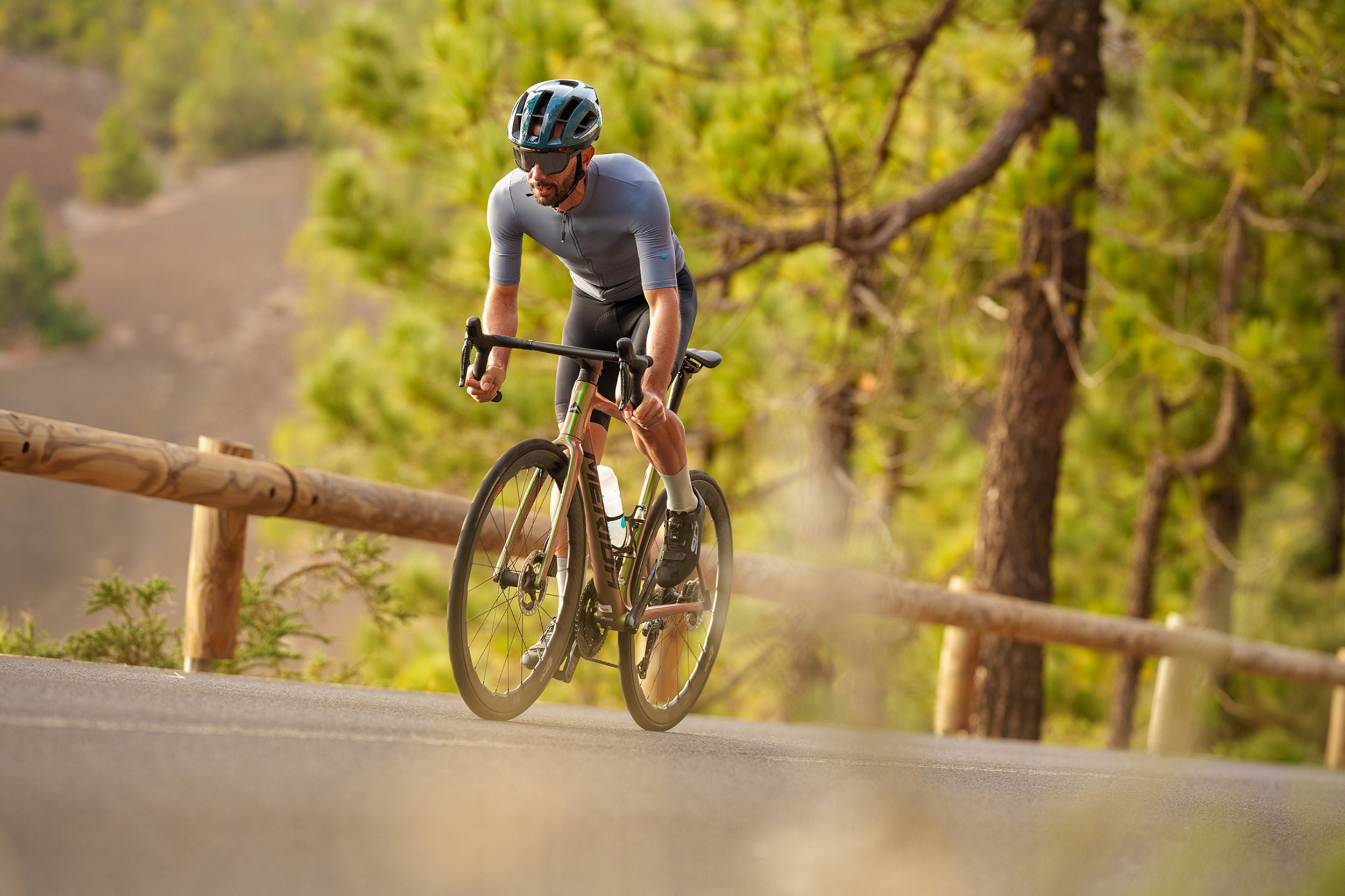 A picture of a cyclist on a Merida Road Bike