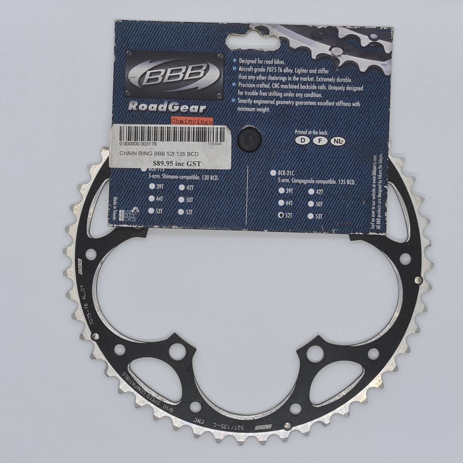 Clearance Roadgear Chainring 52T/135 (New Old Stock)