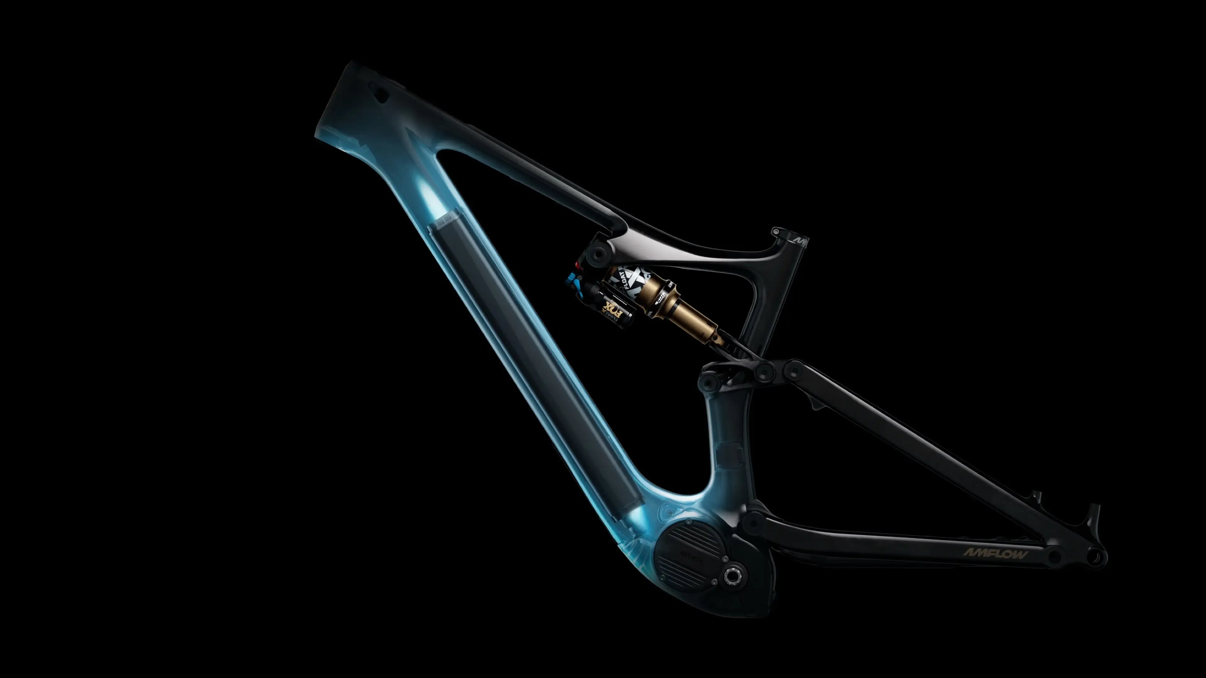 Bicycle frame on a black background