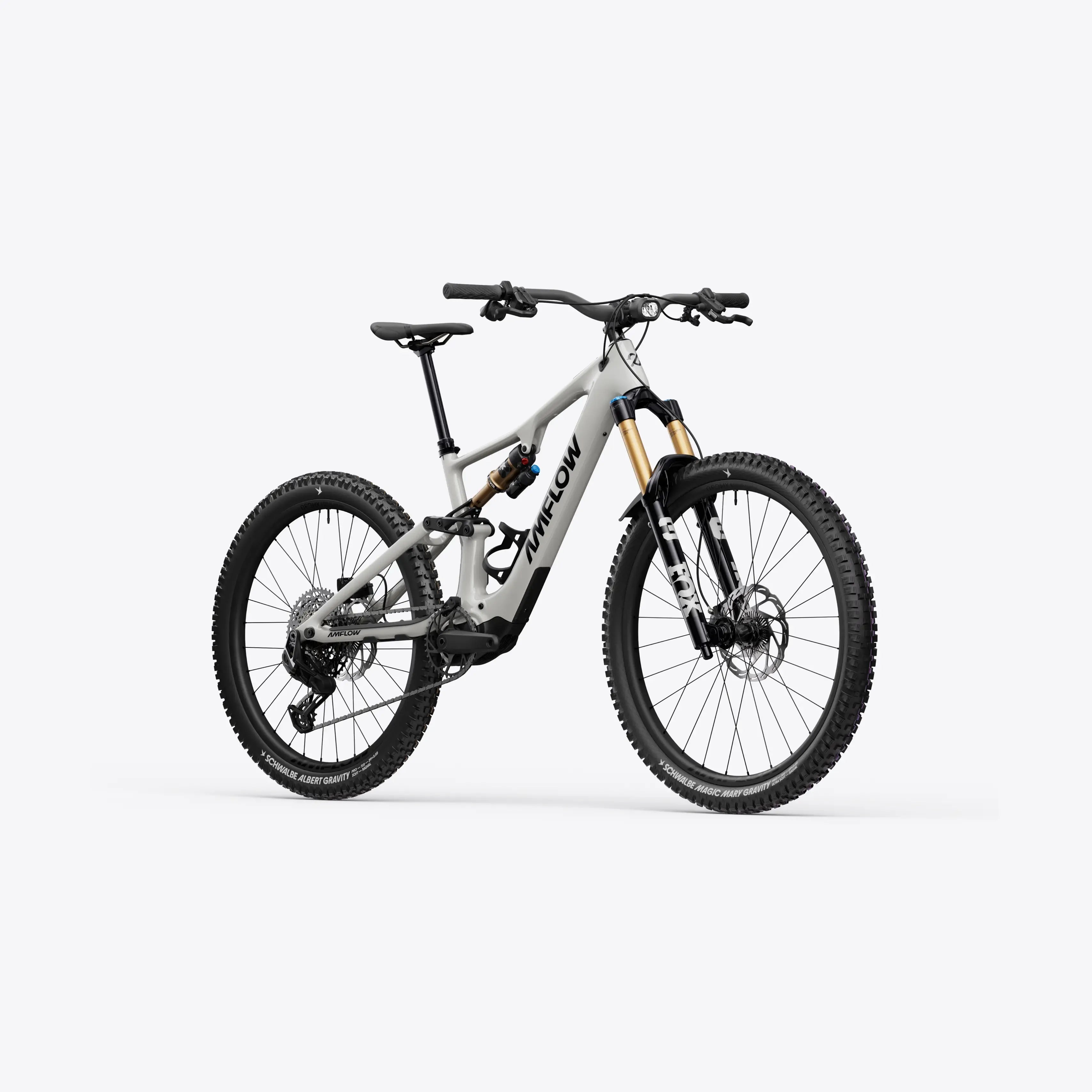 Amflow Electric Dual Suspension Mountain bike on a white background