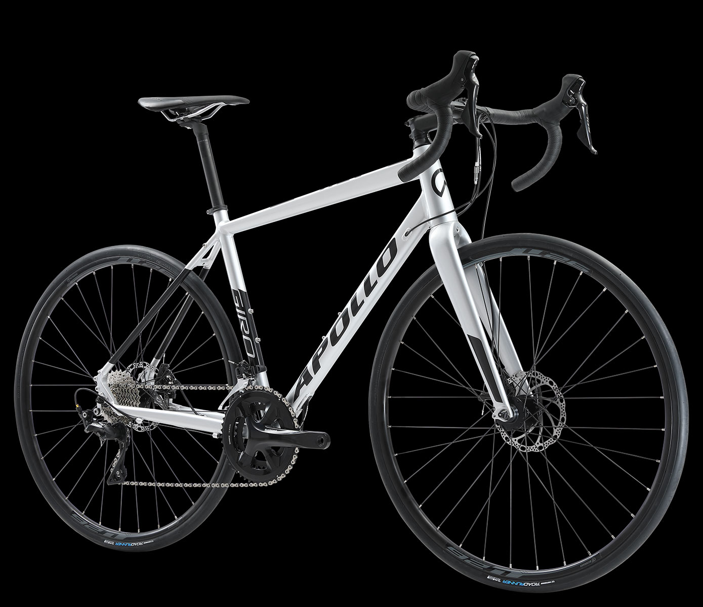 A picture of the silver black Apollo Giro 30 Road Bike